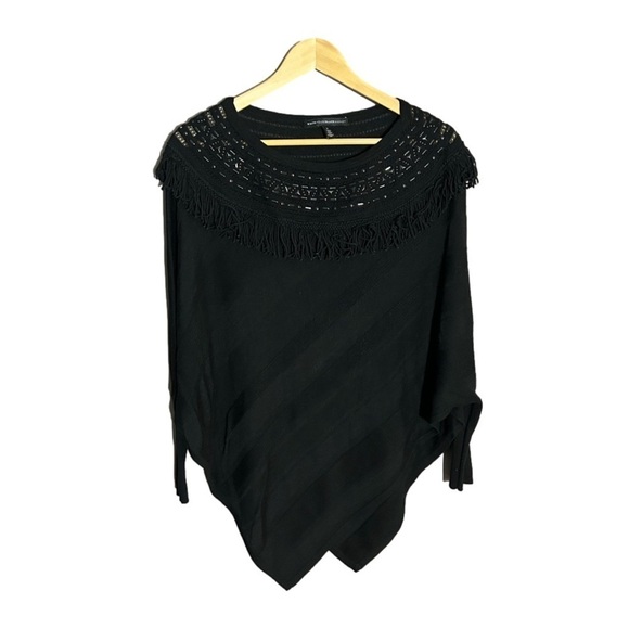 White House Black Market black shawl / poncho sweater with beading size S - Picture 1 of 6